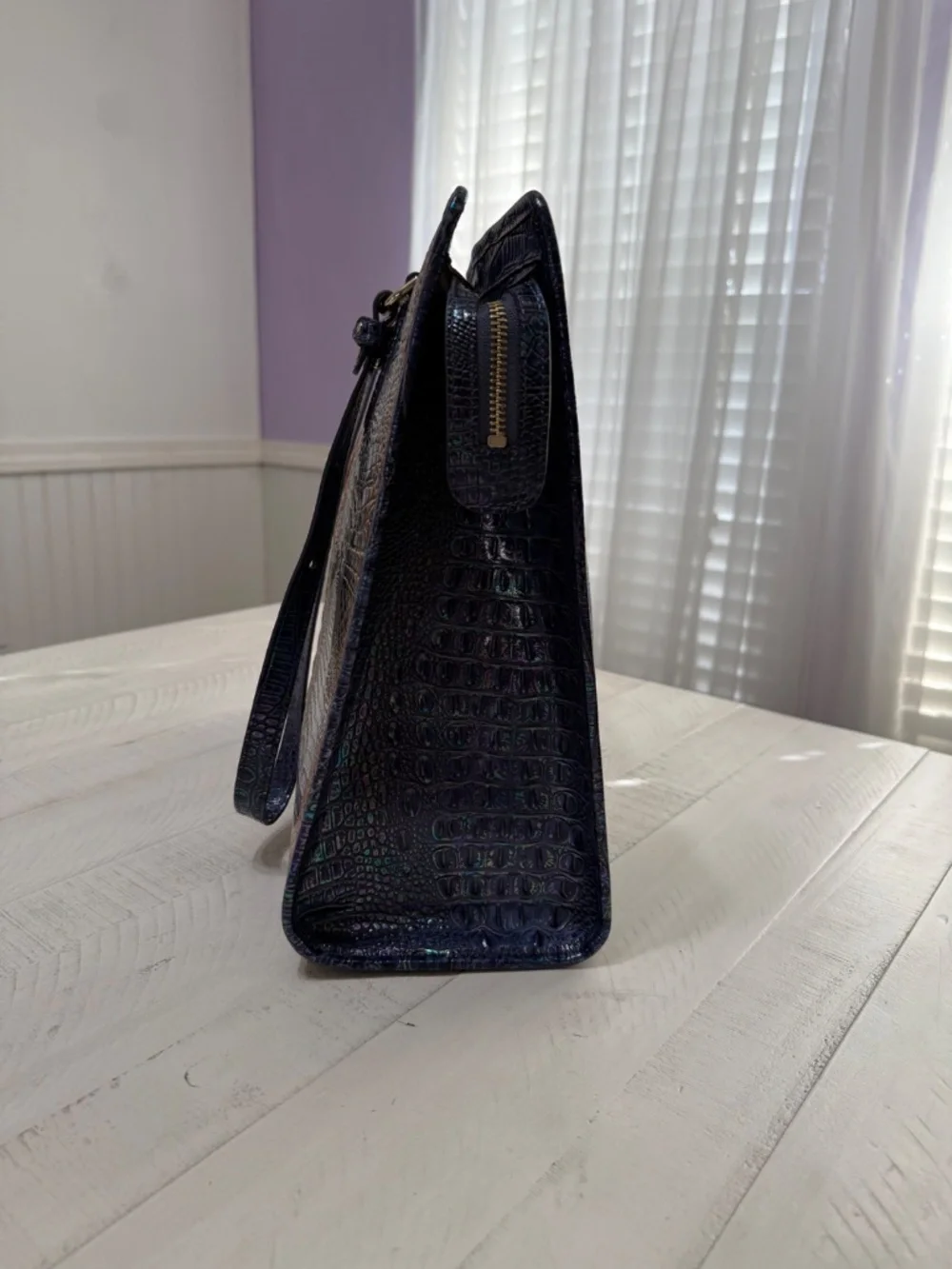 Brahmin Melbourne Croc Embossed Leather- BLUESTONE OMBRE MELBOURNE